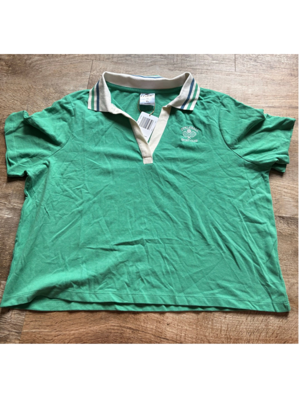 Crane Pickleball Sport Club Polo Shirt NWT Green Cropped Golf Tennis XL